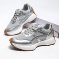 Fashion Thick Sole Silver Sneakers Women 2026 Plus Size 43 Breathable Platform Sport Shoes Woman Anti Slip Lace Up Running Shoes