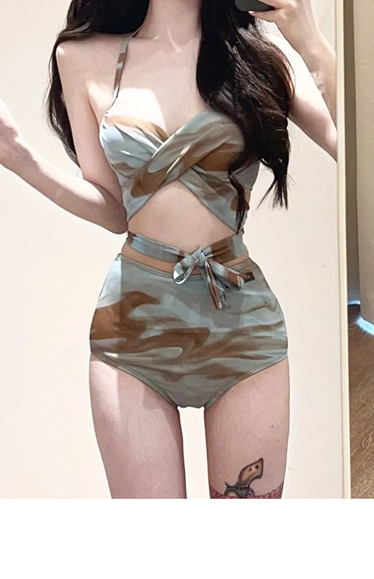 New Fashionable Plus Size Multi Piece Set Split Swimsuit for Women Covering  Belly  Slimming Down Hot Spring Vacation Swimsuit