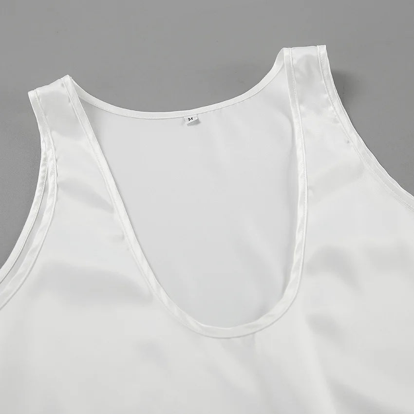 Light Luxury Comfortable Women U-neck Vest Top 2025 Spring and Summer Girls Breathable Soft Satin Lining Sleeveless Inside Top