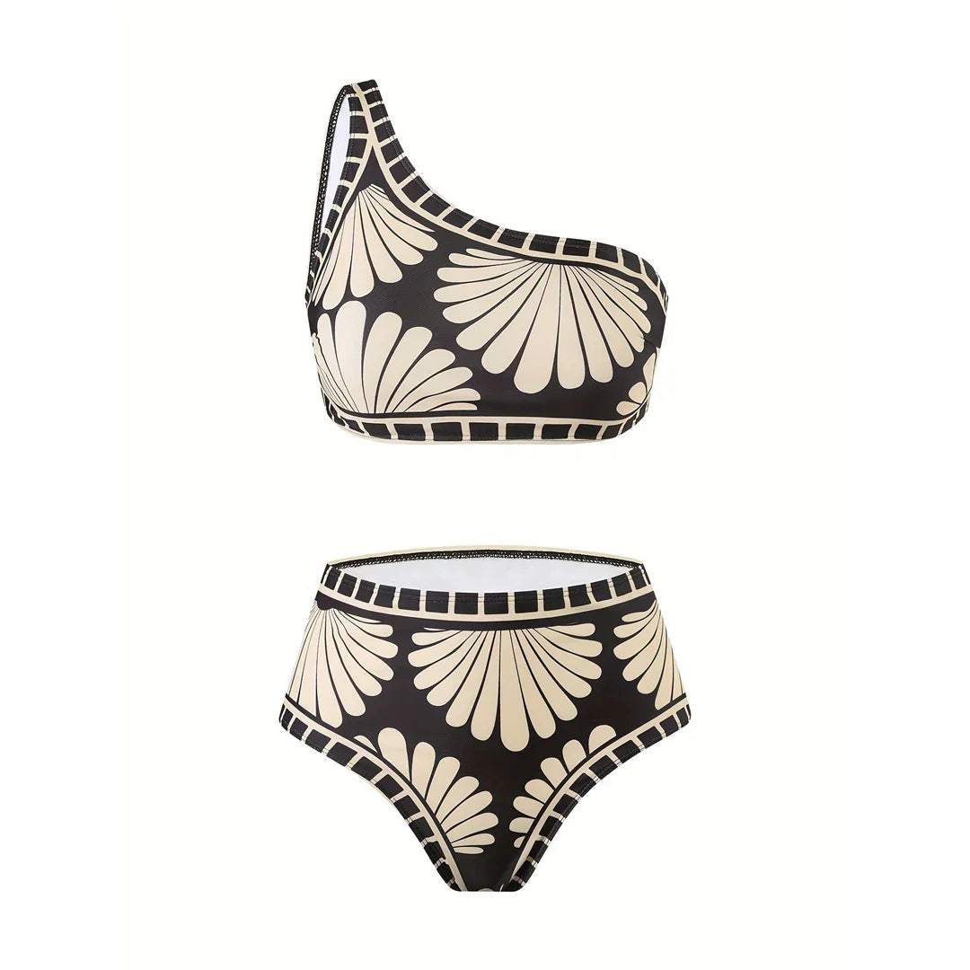 S - XXL Printed Sarong Female Swimsuit High Waist Bikini Women Swimwear Three-pieces Bikini set Bather Bathing Suit Swim V8212
