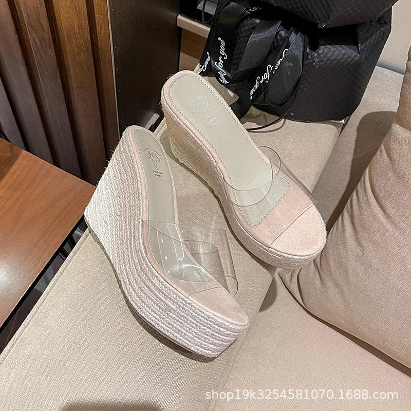 NASBAVI Summer Fashion PVC Jelly Wedges Platform Women's Slippers Sandals Casual Shoes Size 34-40