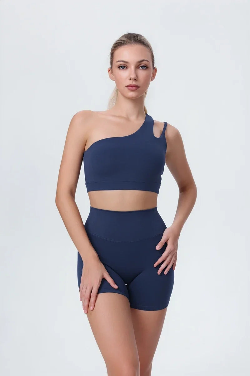 DIA FIT JOY Yoga Sports Bra Single Shoulder Irregular Strap Naked feel Sensation Beautiful Back Design Comfortable Breathable