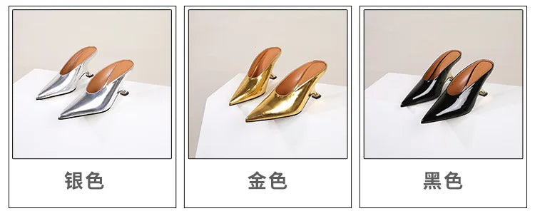Design Fashion Platform Wedges High Heels Mule Women Slippers Concise Shallow Pointed Toe Party Dress Ladies Shoes 2026