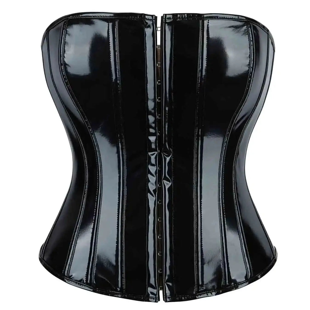 New European and American leather breasted glossy leather court corset waist corset