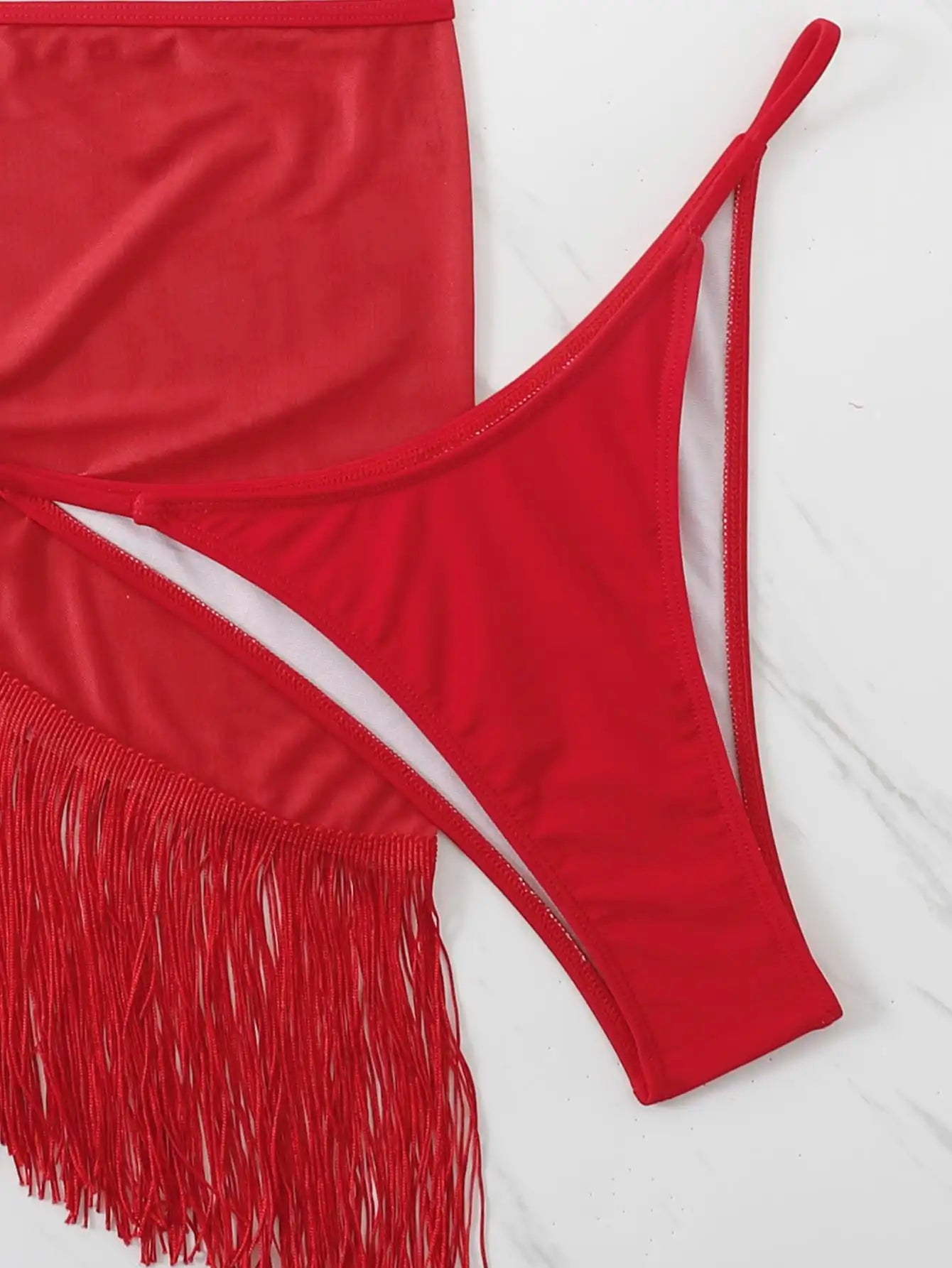 3 Pieces Triangle String Bikini 2026 Women & Tassel Beach Skirt Swimwear Female Sexy Swimsuit Beachwear Bathing Swimming Suit