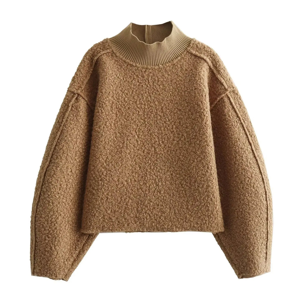 Foridol Turtleneck Fluffy Hoodie for Women Autumn Casual Loose Pullovers Female Basic Fashion Winter Women's Sweatshirts