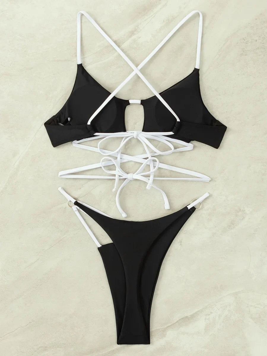 Asymmetric Mini Micro Thong Bikini Women Swimwear Female Swimsuit Two-pieces Bikini set Hollow Out Bathing Suit Swim Beach wear