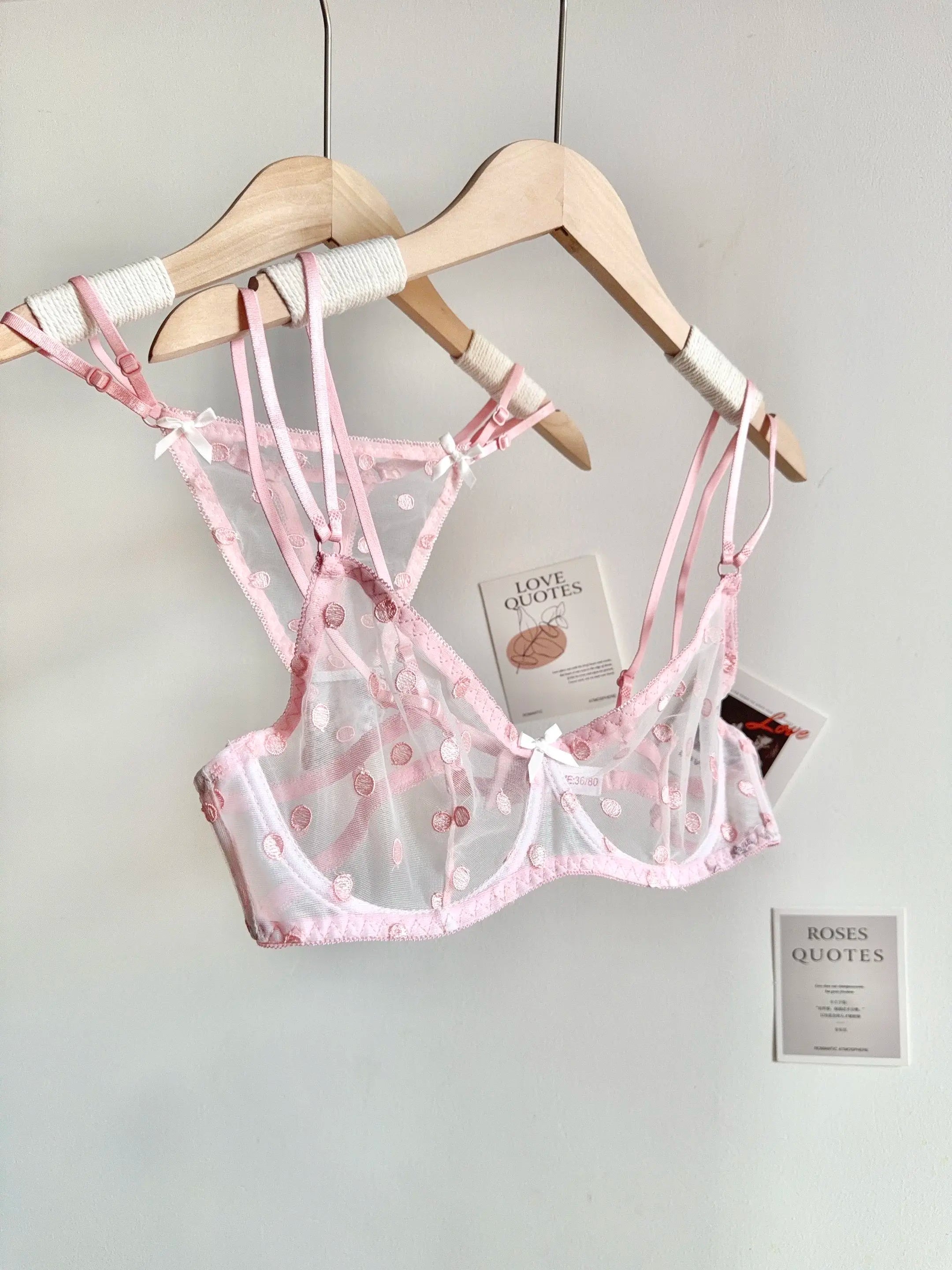 Affordable French Lace Lingerie Set | Sexy Mesh Push Up Bra for Big Bust, Ultra Thin Slimming Anti Sag Women's Bra Set MOYISU AB