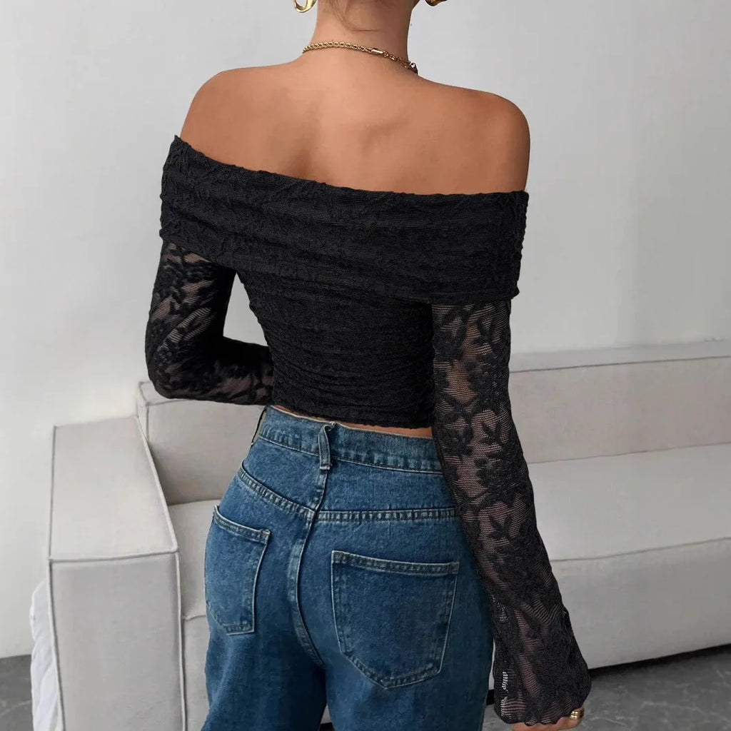 2025 autumn one-shoulder long-sleeved slim-fitting commuting inner top