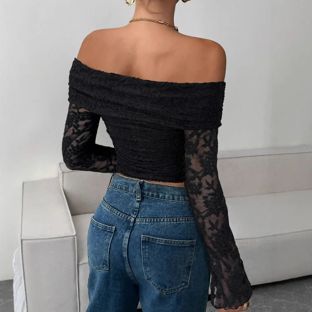 2025 autumn one-shoulder long-sleeved slim-fitting commuting inner top