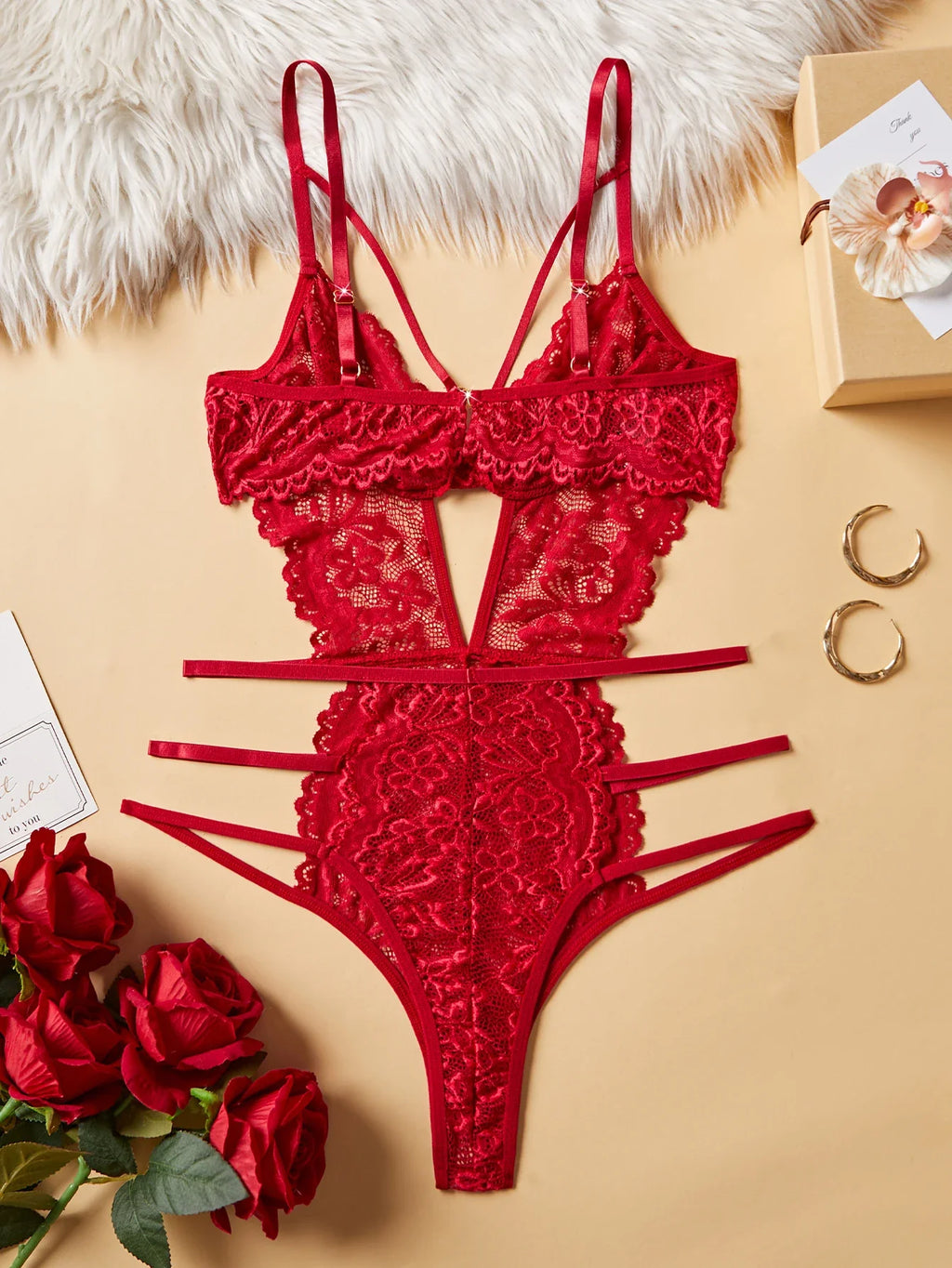 Women's Seductive Erotic Sexy Lace With Ornament Sexy Bodysuit Babydoll Lingerie Teddy Hot Underwear Romantic Nights Clothing