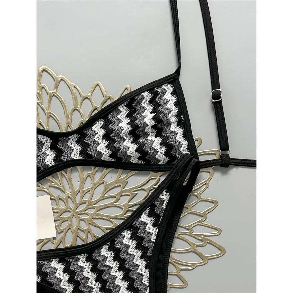 2026 Striped High Leg Cut Brazilian Bikini Female Swimsuit Women Swimwear Two-pieces Bikini set Bather Bathing Suit Swim V8216