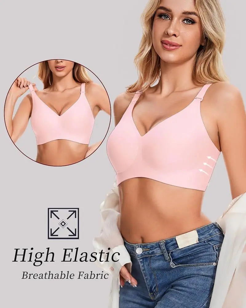Women's Jelly Seamless Wire-Free Bra Full Cup Thin Mold Soft Support Underwear Plus Size Comfortable High Elasticity Bra