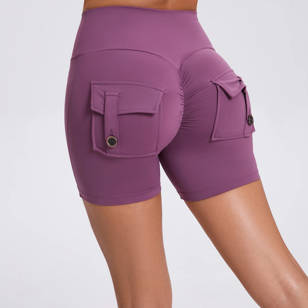 Peach Butt Fitness Shorts Women's Exercise Three-Quarter Pants Cargo Air Dry Pocket Yoga Tight Lift Summer