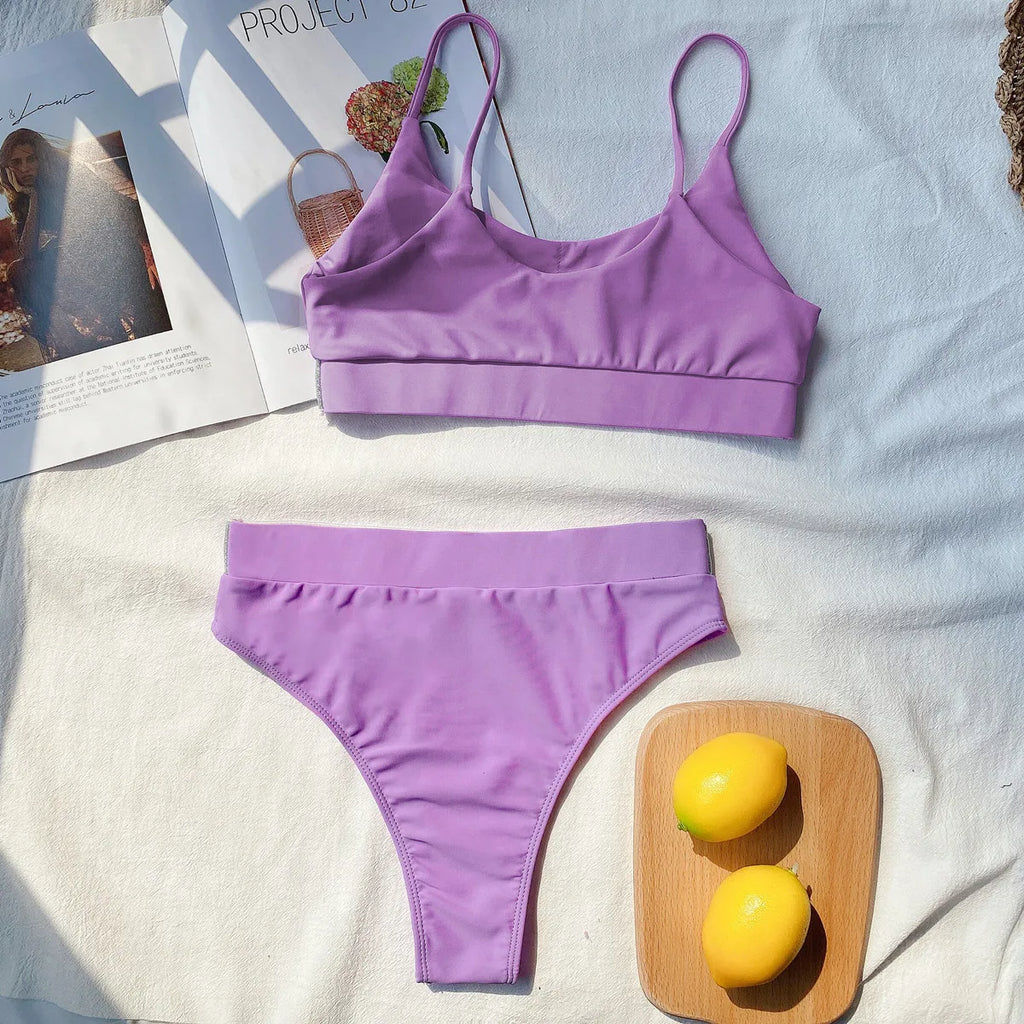 Bikini 2026 Sexy Swimwear Swimsuit Women Push Up High Waist Shining Bandage Patchwork Bikinis Set Bathing Suit Biquinis Feminino