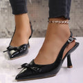 Bow Strap Fashion Pointed Toe Shallow Mouth Stiletto 2026 Plus Size Bag Toe Sandals
