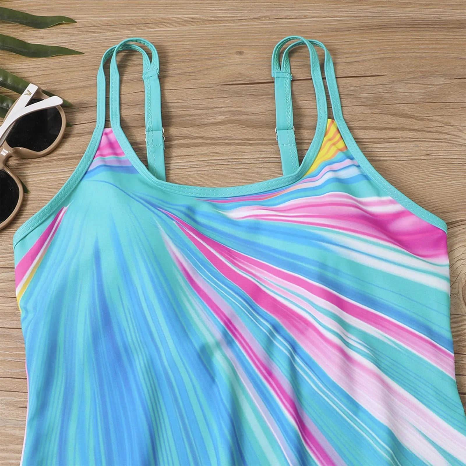 Plus Size Vintage Print Tankini Set Two Piece Swimdress Panty Bathing Suit Beachwear Beach Swimwear Retro Summer Swimsuit New