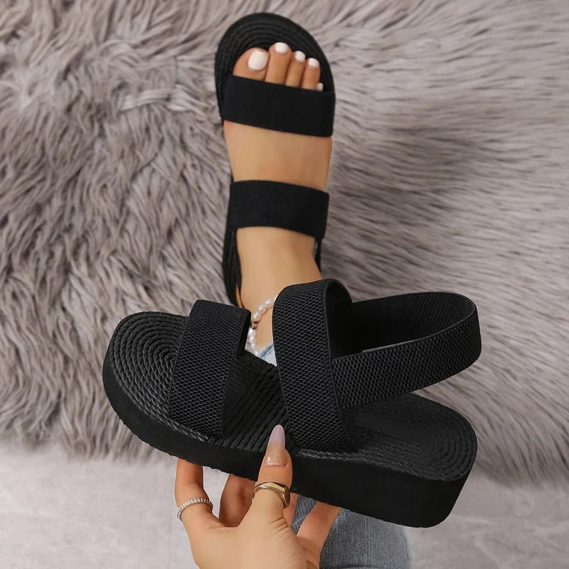 Big Size Minimalist Slingback Wedge Sandals For Women Outdoor Summer Platform Shoes Light Weight Soft EVA Female Leisure Sandals