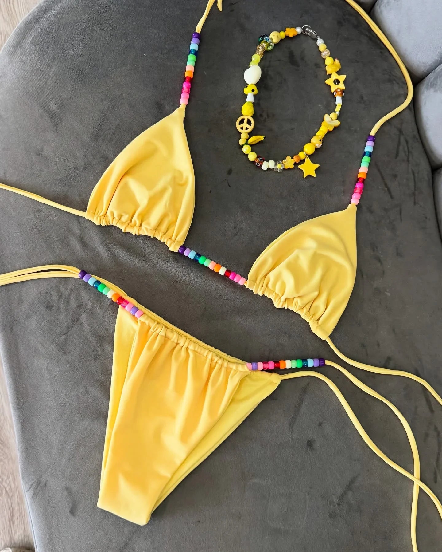 Micro Bikinis 2025 Push Up Women Swimsuits Sexy Swimwear Brazilian Bikini Set Solid Biquini Bead Swimsuit Summer Beachwear