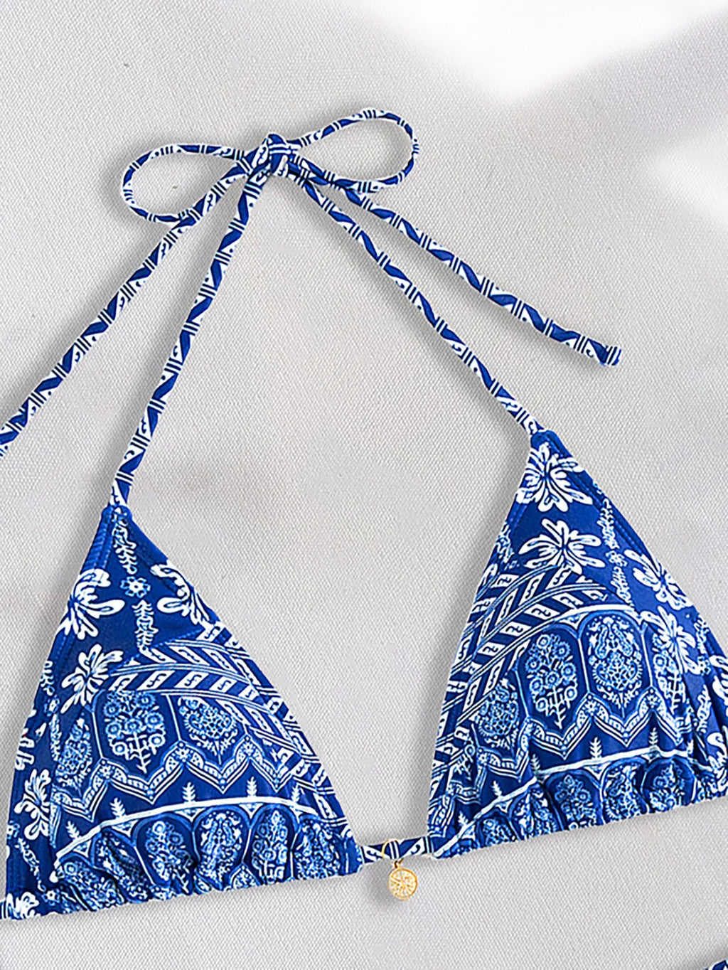 Blue Floral Print 2 Piece Micro Bikini Set for Women 2025 New Push Up Bra Thong Swimsuit Beach Bathing Suit Holiday Swimwear