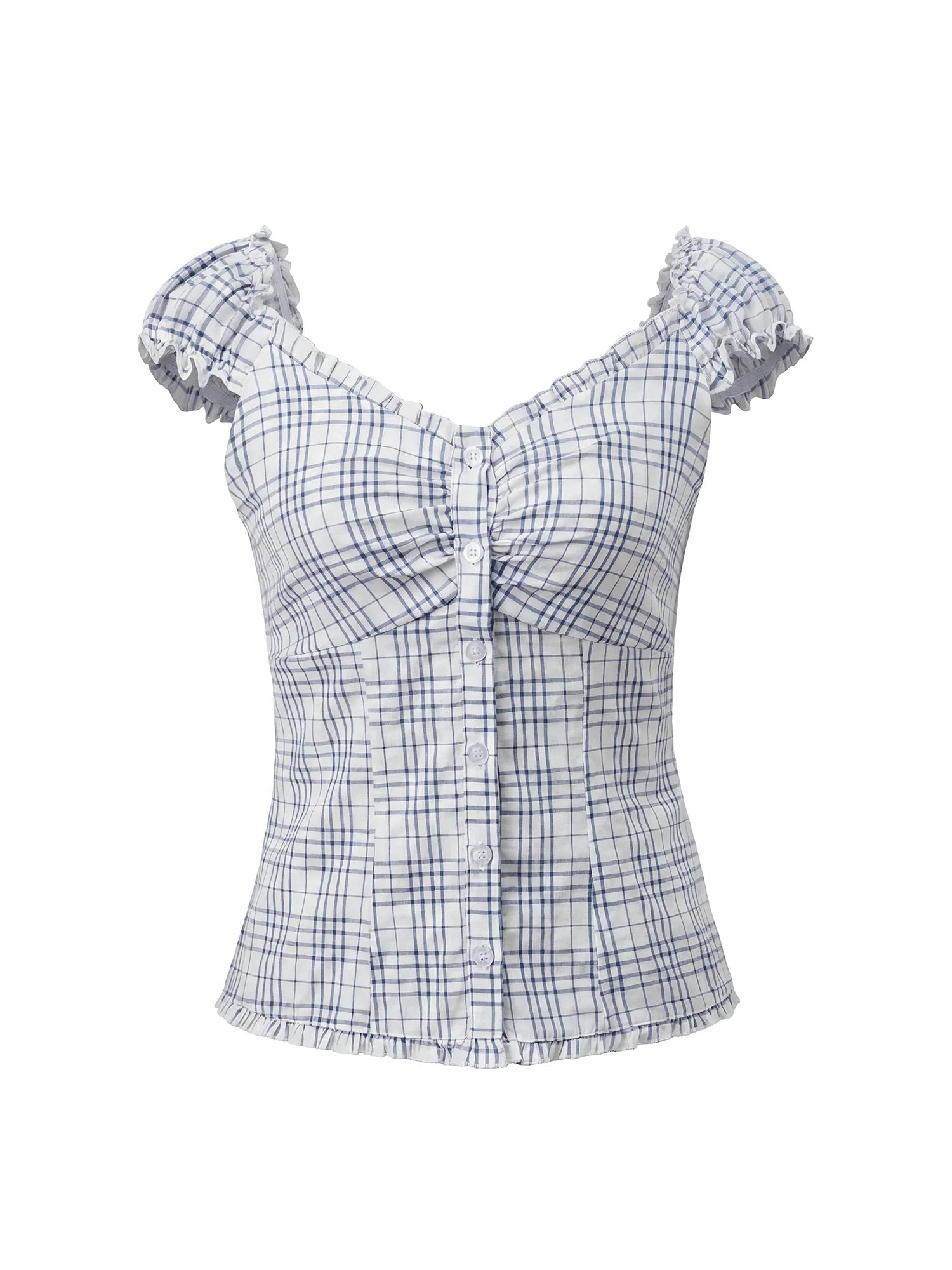 Women Summer Tops and Blouse Short Sleeve Square Neck Button Down Shirts Y2K Retro Casual Daily Streetwear
