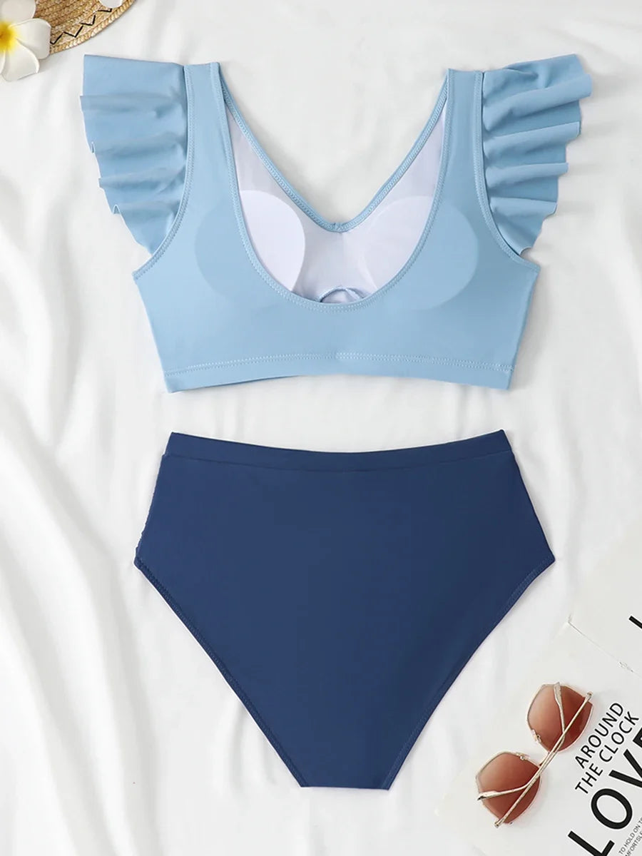2026 Ruffle Bikinis Women Sexy Swimwear Female High Wasit Swimsuit Bathers Bathing Swimming Swim Suit Beachwear Summer