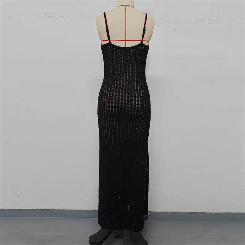 V Neck Sleeveless Hollow Out Crochet Knitted Tunic Beach Cover Up Cover-ups Beach Dress Beach Wear Beachwear Female Women V7212