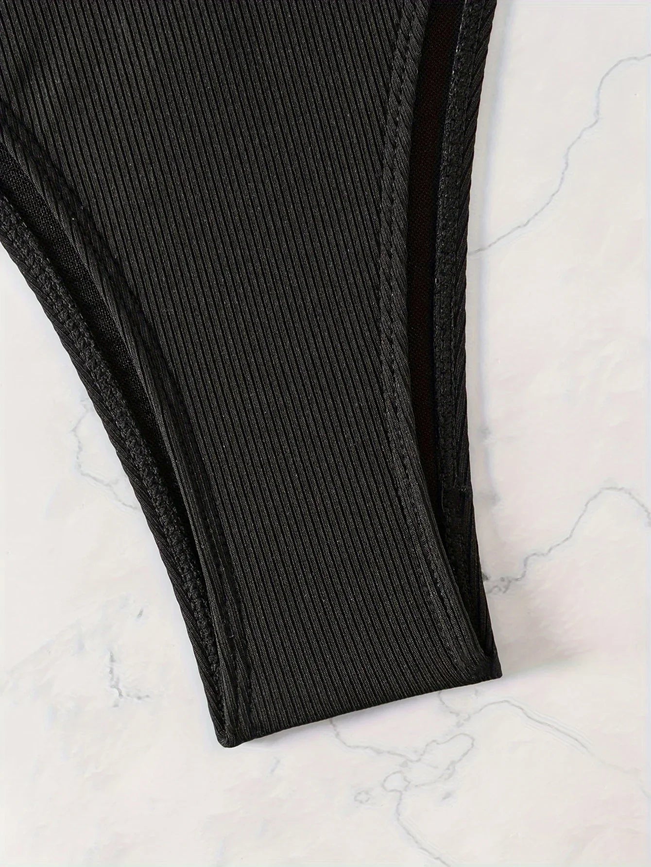 ZTVitality Sexy Bandeau Rib Knit Tie Side Black Bikini Set 2024 Biquini New Arrival Padded Strapless Swimsuit Women's Swimwear