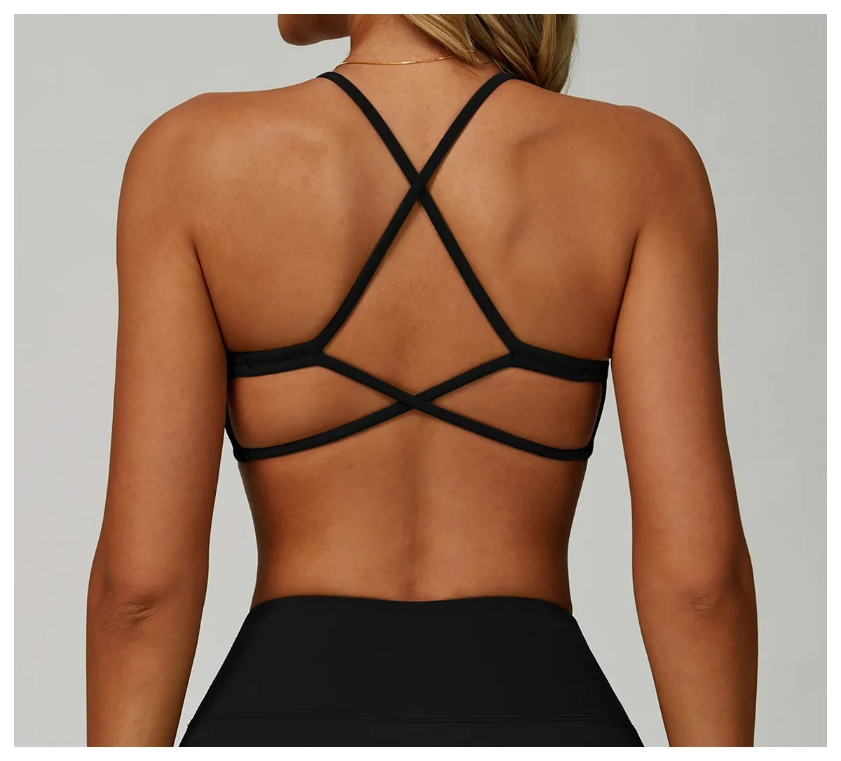 Summer U-Shaped Multi-Strap Cross Back Women Pilates Fitness Sports Bra Top Gym Yoga Athletic Tight Workout Jog With Chest Pad