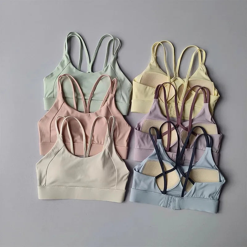 Women's yoga sports bra, integrated color blocking design with buckle sports bra
