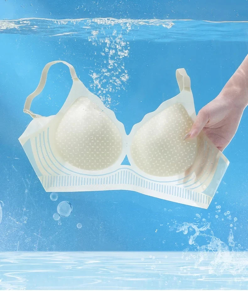 Ultra-thin Ice Silk Seamless Underwear Women's Small Breast Gathering Wireless Breast-Reducing Cooling Beautiful Back Bra