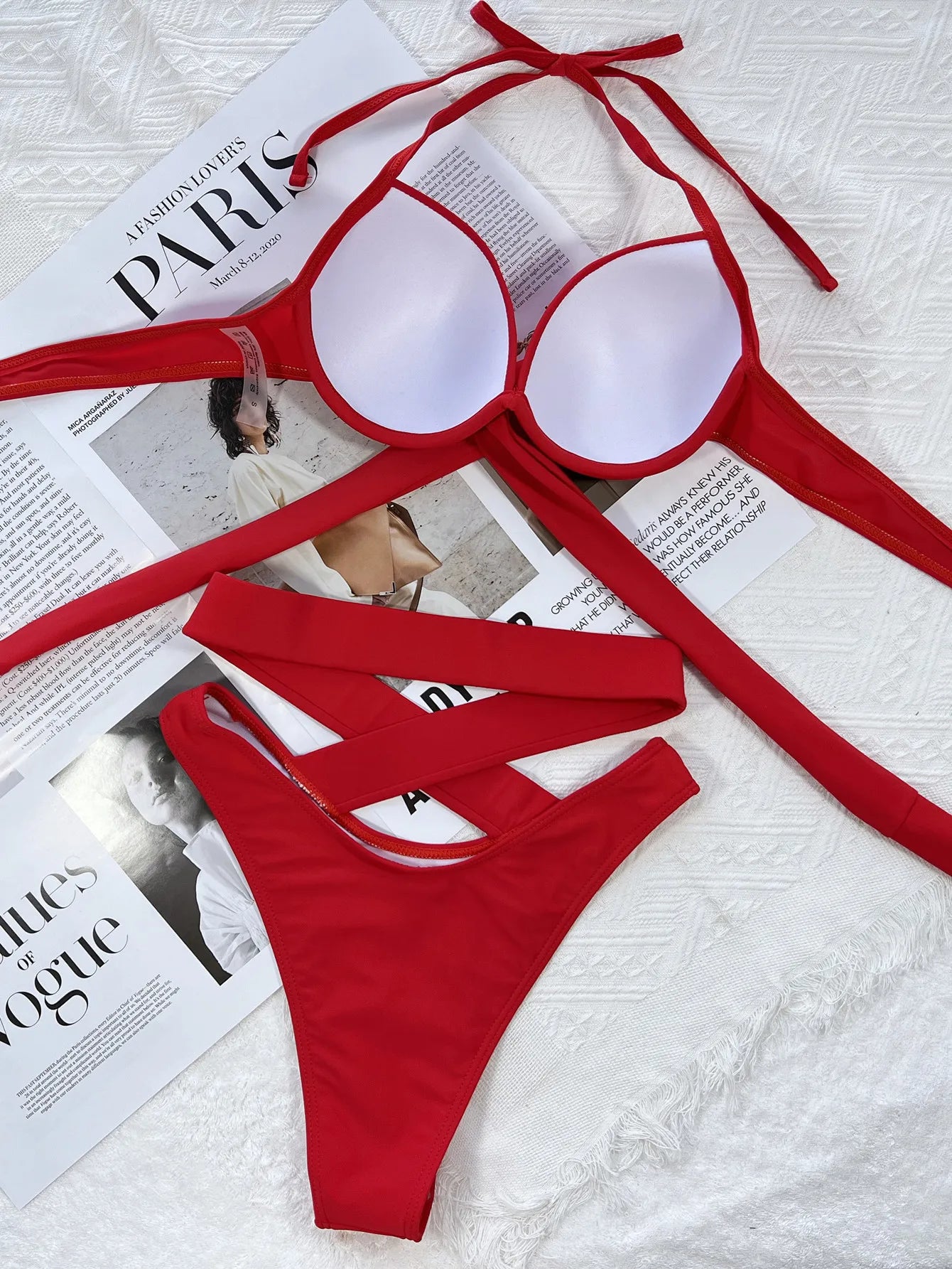 DEKA Sexy Solid Push Up Strapped Bikini Set Tied High Waist Thong Swimsuit Women Swimwear Beach Backless Bathing Suit