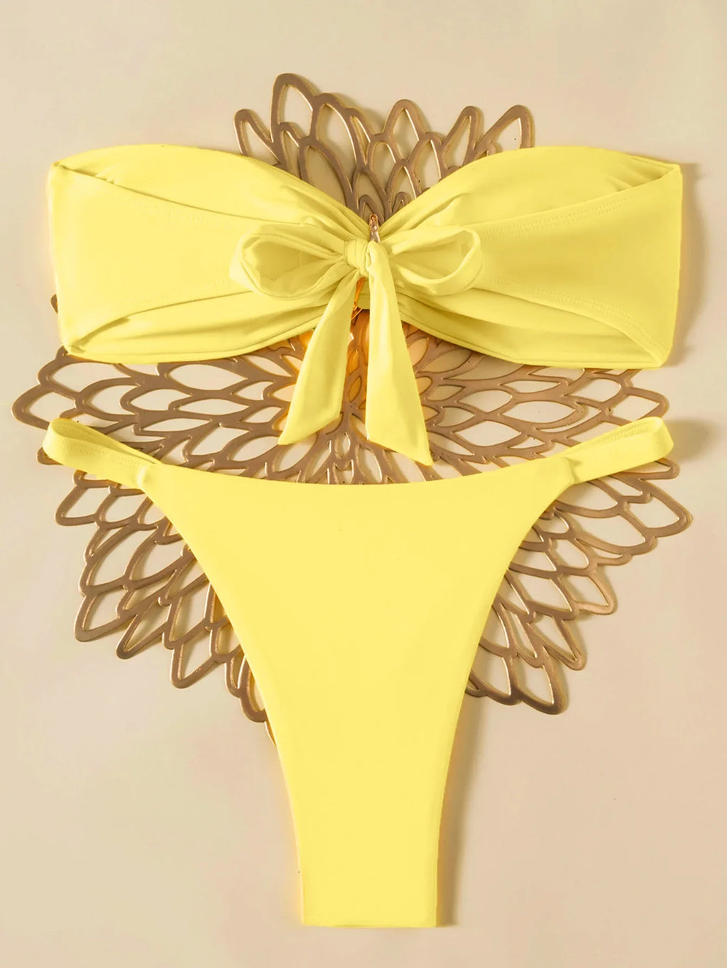 Sexy Bandeau Bikini Set 2026 Women Coffee Starfish Ornament Push Up Thong Swimsuit Brazilian Beach Bathing Suit Micro Swimwear