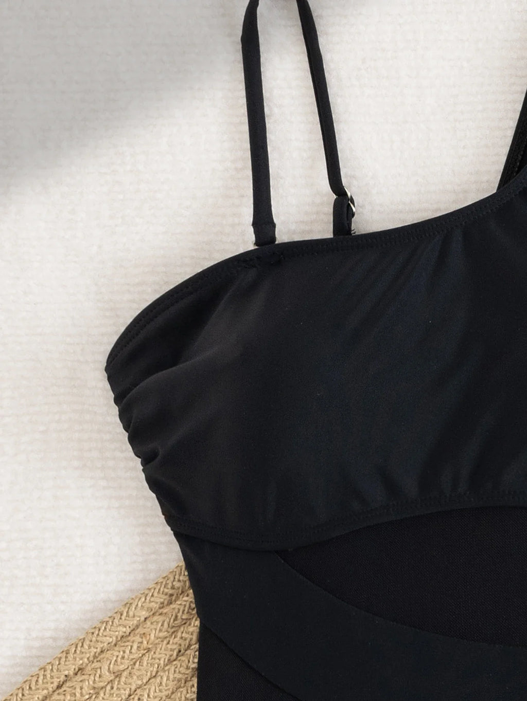 Vintage Black One Piece Swimsuit Skirt Sets Women Sexy One Shoulder Mesh Patchwork Slim Fit Tswimwear 2025 Beach Bathing Suits