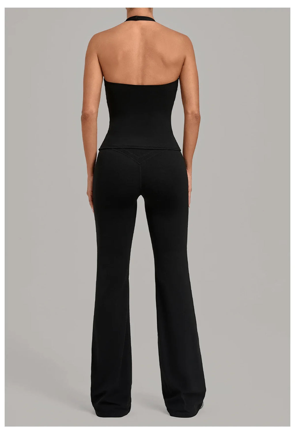2PCS Yoga Suit Women Hanging Neck Slim Sports Tank Top Gym Tracksuit Outwear High Waist Leggings Workout Fitness Running Sets