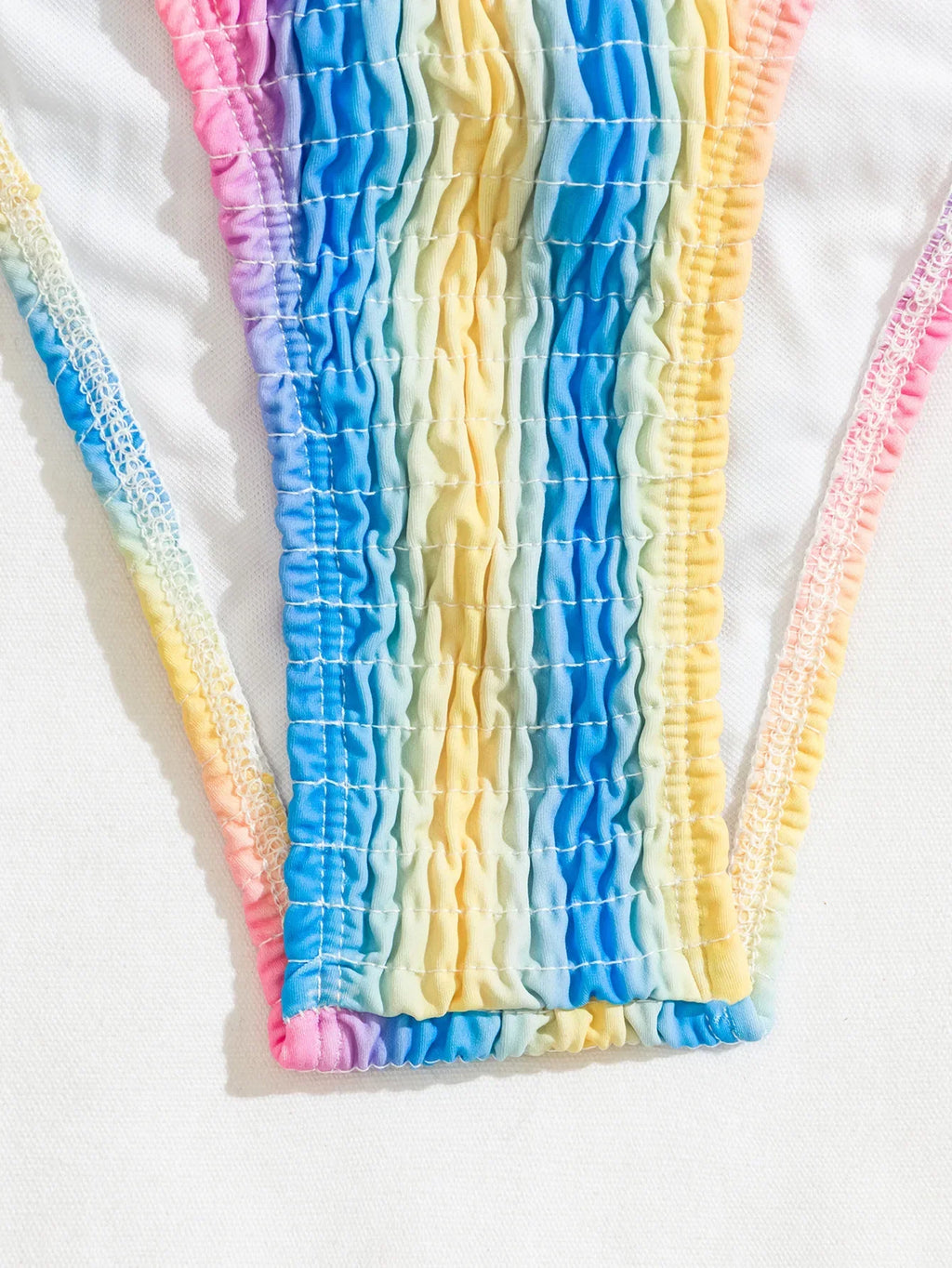 2026 New Sexy Bikini Women Rainbow Stripe Pleated Swimwear Swimsuit Knotted Bikinis Set Bathing Suit Beach Bikini Female Push Up