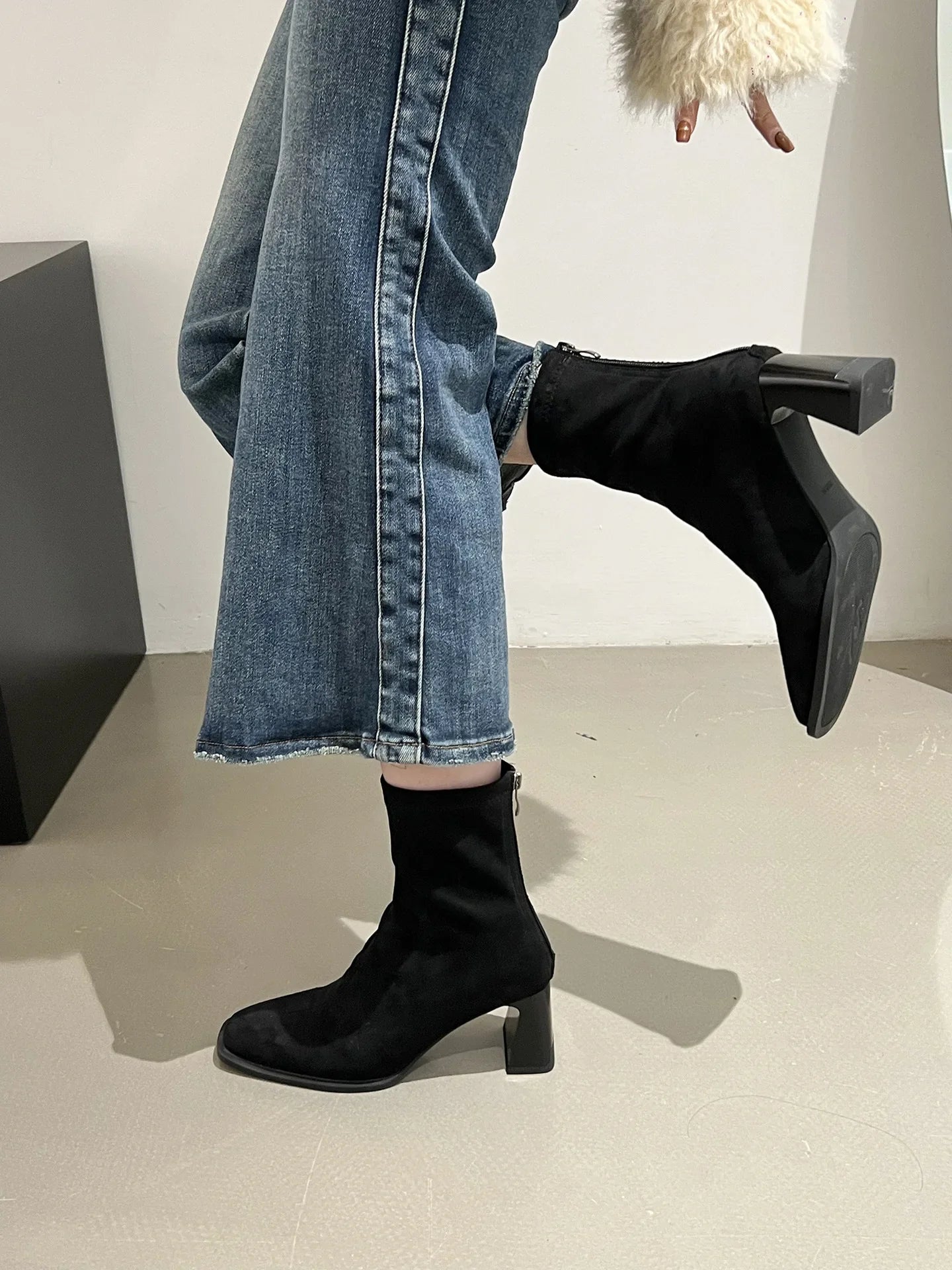 Vintage Thick Heel Square Toe Women Ankle Boots Ladies Elegant Mordern Short Botas Autumn Winter Zapatos De Mujer 2026