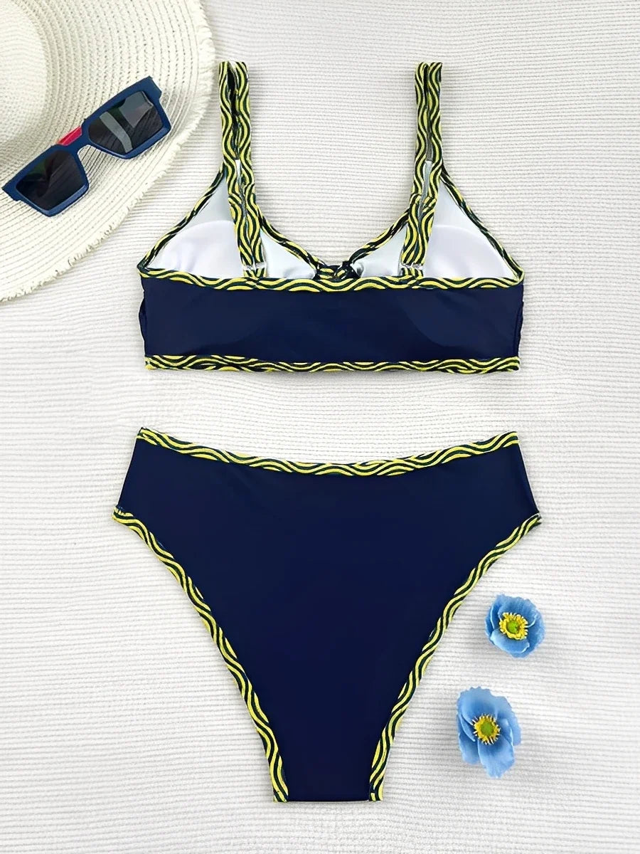 2026 Leopard Bikinis High Waist Swimsuit Women Tie Front Strappy Swimwear Female Beachwear Bathers Bathing Swimming Swim Suit