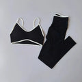 2PCS High Waisted Sports Bra Set with Contrasting Small Suspender Tight Fitting Hip Lifting Training Bra And Pants