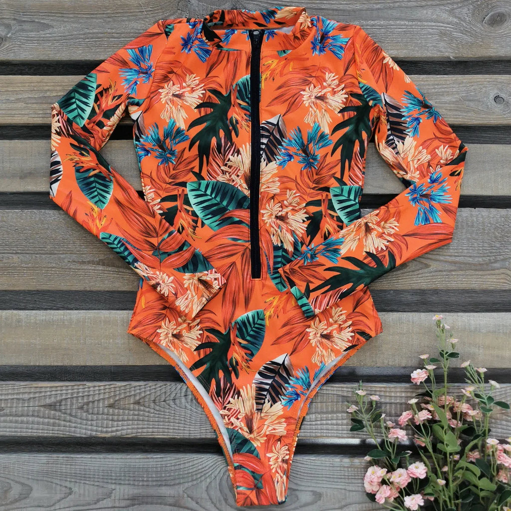 2025 New Patchwork Long Sleeve One Piece Swimsuit Women Swimwear Monokini Bathing Suit Female Bodysuit Surfing Swim Wear Beach