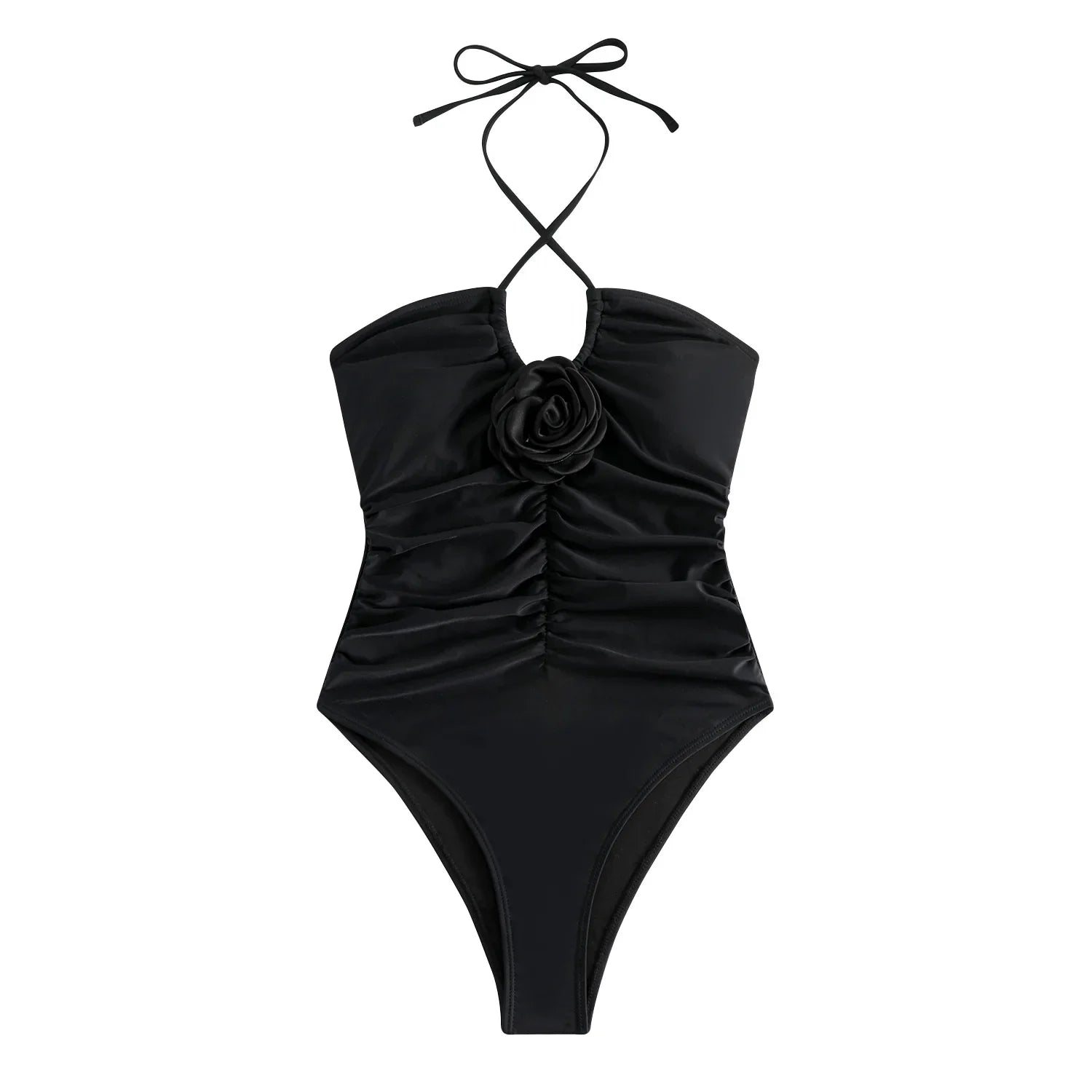 2024 3D Flower Swimsuit One Piece Slim Vintage Swimwear Women Sexy Bathers Bathing Swimming Swim Suit Female Beachwear White