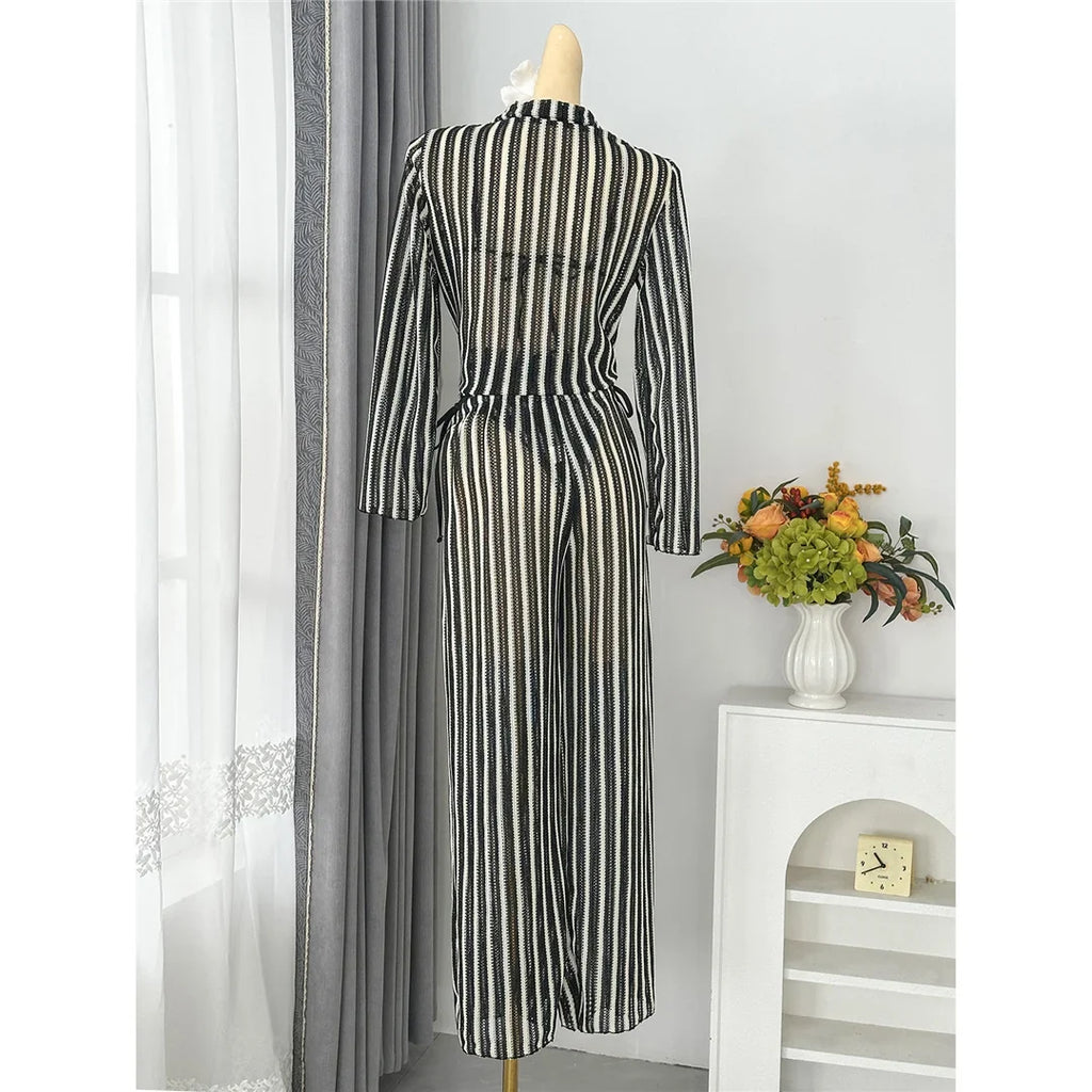 4PCS Striped With Long Sleeve Pants Bikini Female Swimsuit Women Swimwear Bather Bathing Suit Swim Four-pieces Bikini set K8072