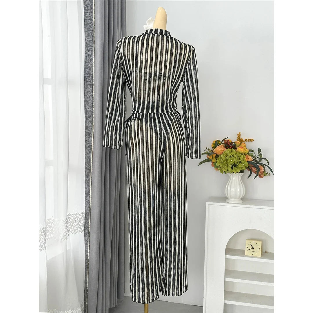 4PCS Striped With Long Sleeve Pants Bikini Female Swimsuit Women Swimwear Bather Bathing Suit Swim Four-pieces Bikini set K8072