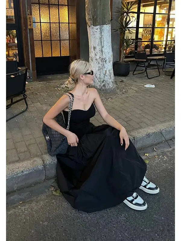 WOMENGAGA New Elastic Waist A-line Half Length Skirt For Women Summer Long Skirt American Girls High Waist Fashion Women A3UB