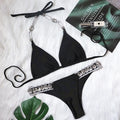 Sexy Bikini Women Push Up Swimwear Swimsuit Shiny Crystal Diamond Chain Halter Beach Bikinis Set Bathing Suit Bikini Brasileno
