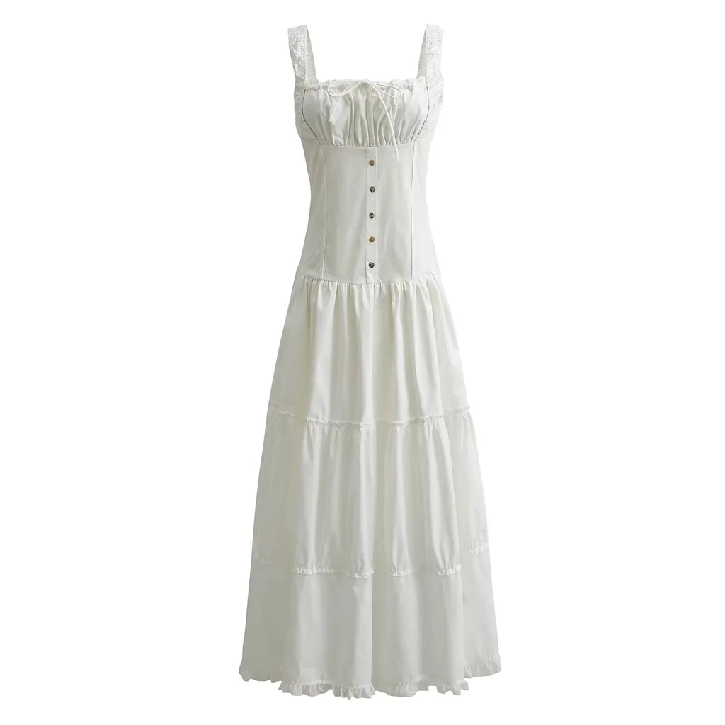 Bowknot White Summer Women's Dress Elegant Tank Beach Long Sundress Vestidos Sleeveless Holiday Chic Black Slim Maxi Dress 2025