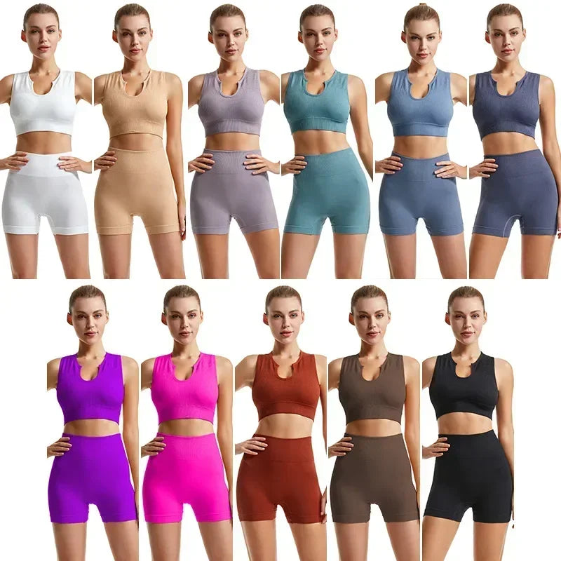 New Sports Bra Women Sexy Deep U-neck Push Up Gym Jogging Yoga Fitness Shockproof Vest Crop Tops Female Sport Bras Set for Women