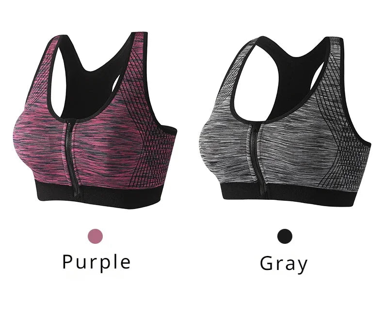 New Sports Bra Women Space Dyed Front Zipper Running Shockproof Vest Gym Jogging Crop Top Female Tops Sport Bras Sutian Feminino