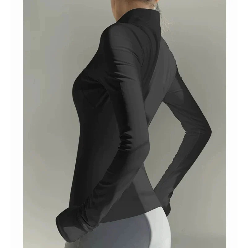 Women's High-End Yoga Fitness Suit Standing Collar Long-Sleeved Sports Jacket for Active Wear And Exercise