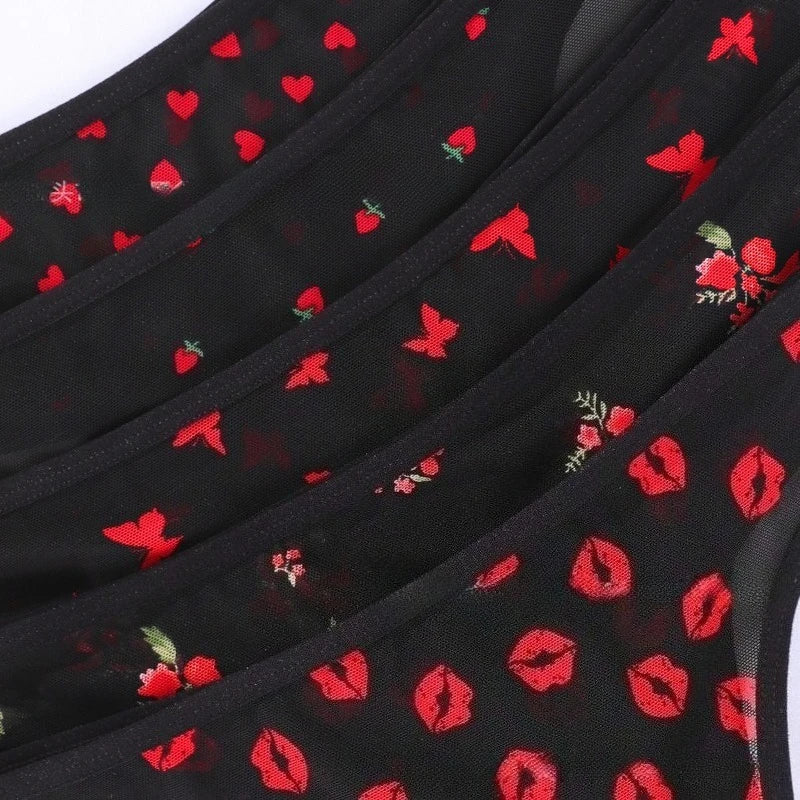 5pcs/pack Print Design Sexy Women thongs Breathable Comfortable Lady g-string Underwear Elegant Sexy Lingerie Fashion New Panty